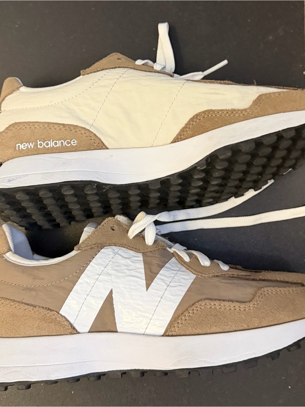 New Balance 327 Tan and White Sneakers